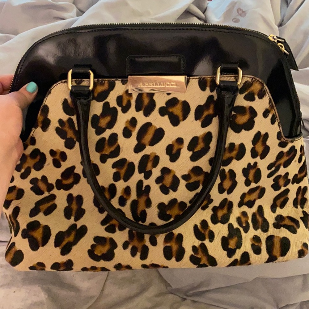 Italian Leather leopard print handbag
